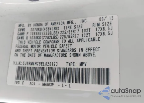 2014 Honda Cr-V Ex-L из США, поврежденный, VIN 5J6RM4H79EL020123